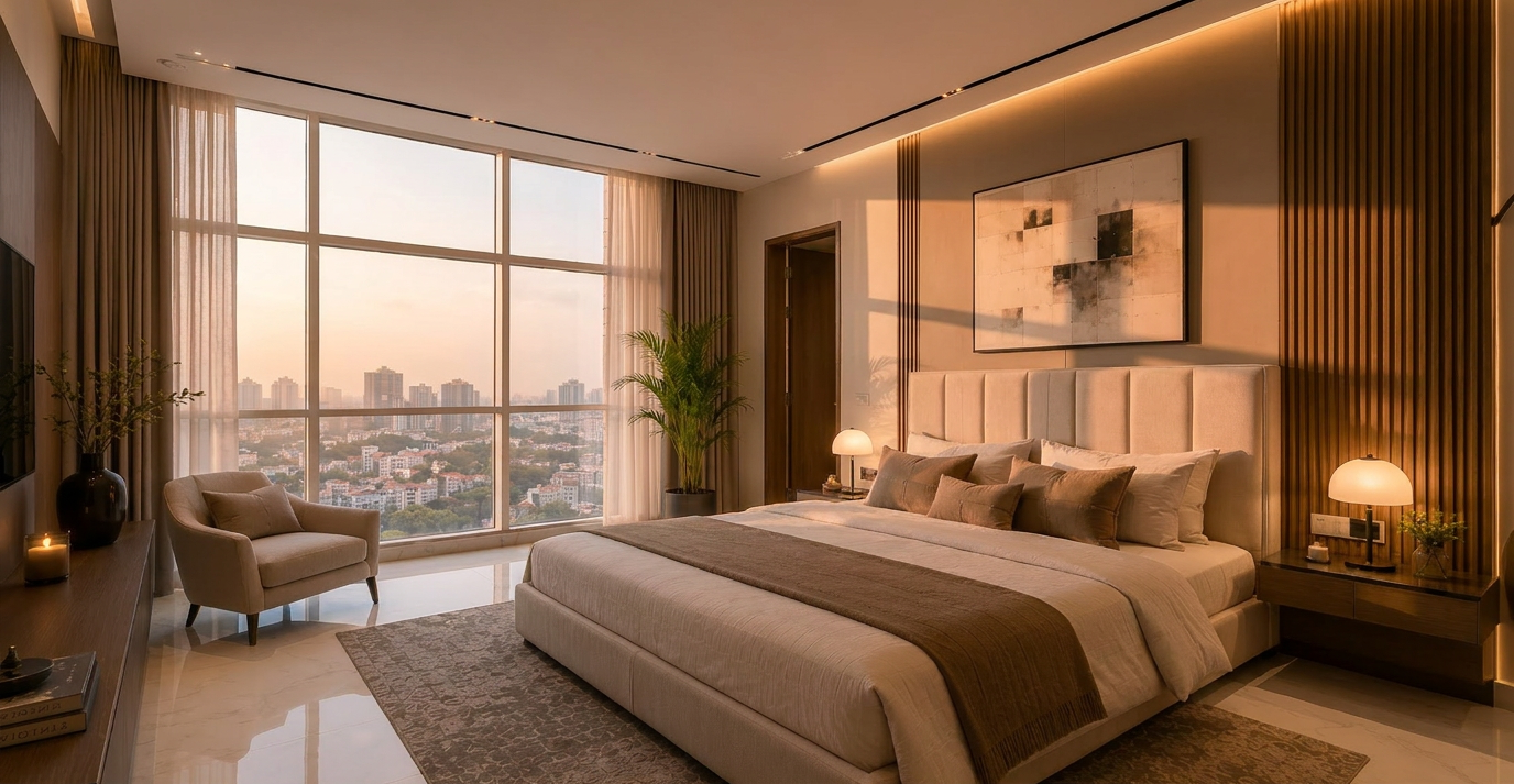 Warm contemporary bedroom